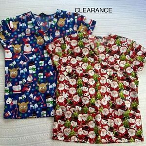 CLEARANCE - Cassandra O Women's SMALL Christmas Scrub Tops